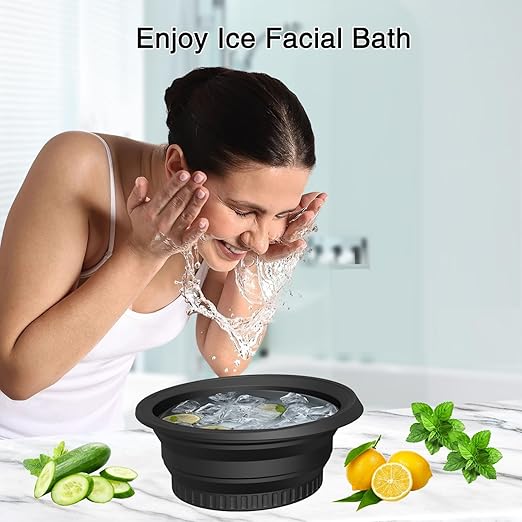 Face Bowl for Ice with Built-in Icetray, Portable Foldable Silicone Ice Facial Bowl, for Home Ice Bath Facial Plunge Bowl