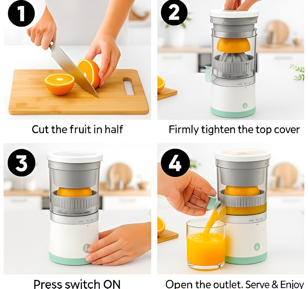 Electric Citrus Juicer Rechargeable | 45W Portable Orange Lemon Extractor