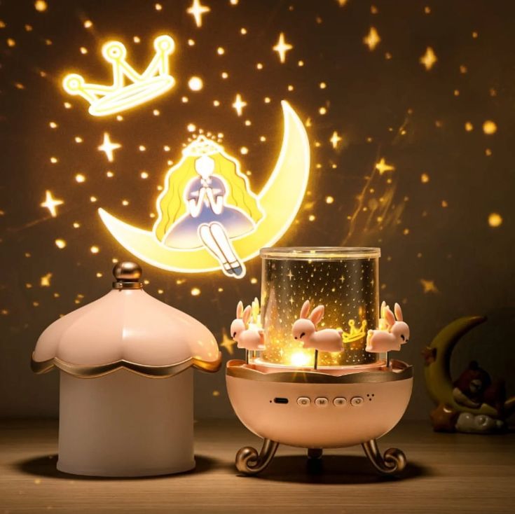 Rabbit Night Light Projector. 360° Rotatable LED for Kids Room Decor,