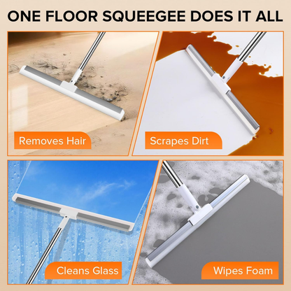 Magic Silicone Floor Wiper with 180° Rotating Head | Adjustable Long Handle Floor Cleaning Broom | Stainless Steel Bathroom & Tile Wiper for Home Cleaning