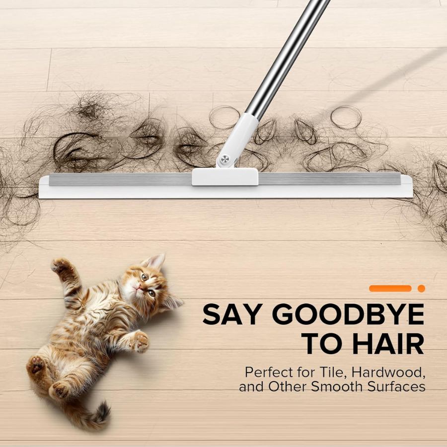 Magic Silicone Floor Wiper with 180° Rotating Head | Adjustable Long Handle Floor Cleaning Broom | Stainless Steel Bathroom & Tile Wiper for Home Cleaning