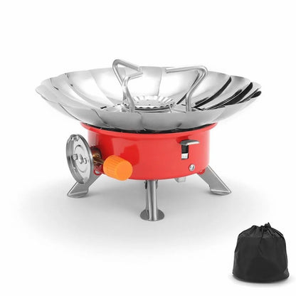 Windproof Camping Gas Stove – Portable & Foldable Lotus Design