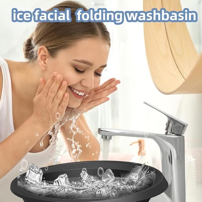 Face Bowl for Ice with Built-in Icetray, Portable Foldable Silicone Ice Facial Bowl, for Home Ice Bath Facial Plunge Bowl