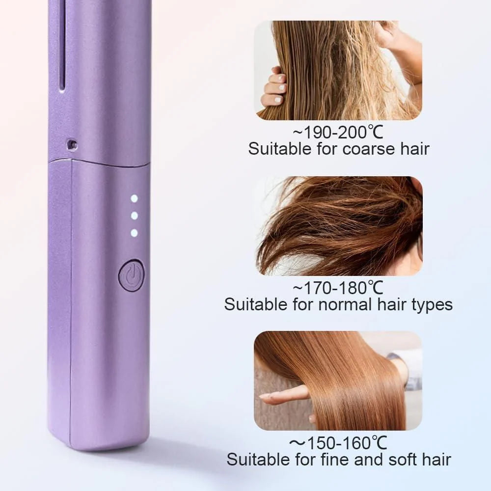 Rechargeable Mini Hair Straightener Comb – Portable Hot Ceramic Brush