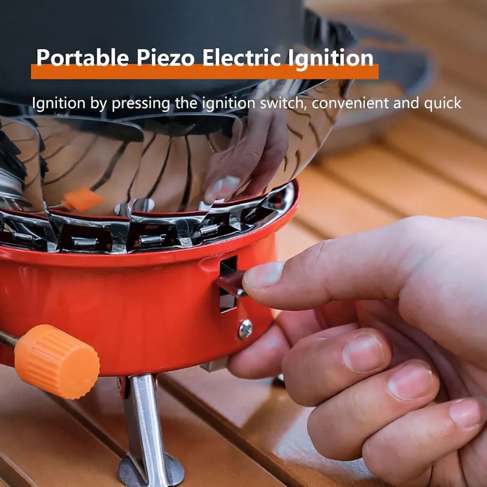 Windproof Camping Gas Stove – Portable & Foldable Lotus Design