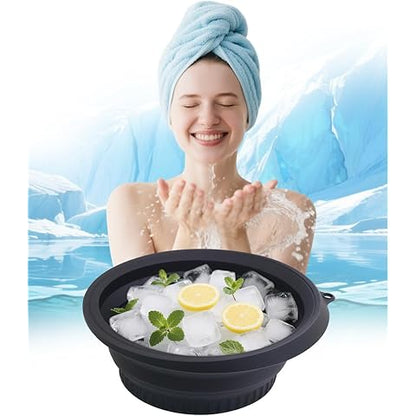 Face Bowl for Ice with Built-in Icetray, Portable Foldable Silicone Ice Facial Bowl, for Home Ice Bath Facial Plunge Bowl