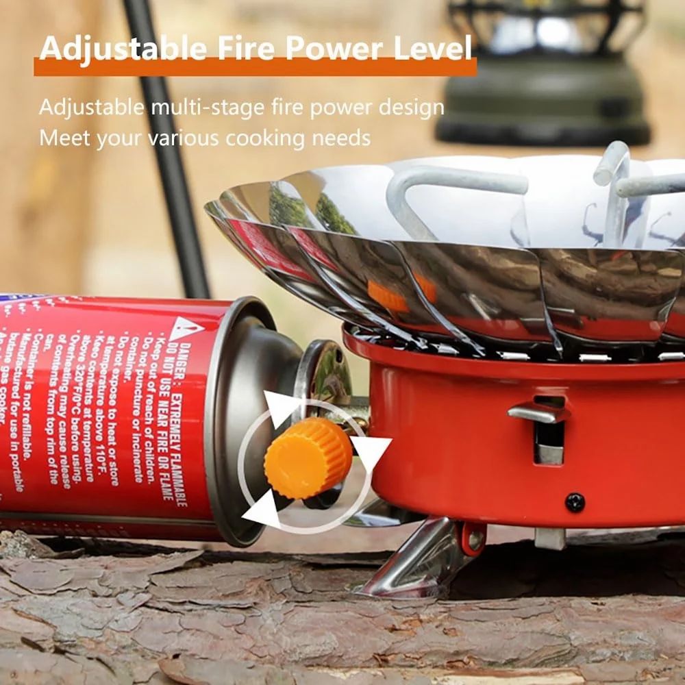 Windproof Camping Gas Stove – Portable & Foldable Lotus Design