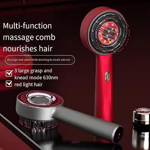 3-in-1 Electric Scalp Massaging Brush – Cordless Hair Massager with Red Light Therapy & Oil Applicator (IPX7 Waterproof)