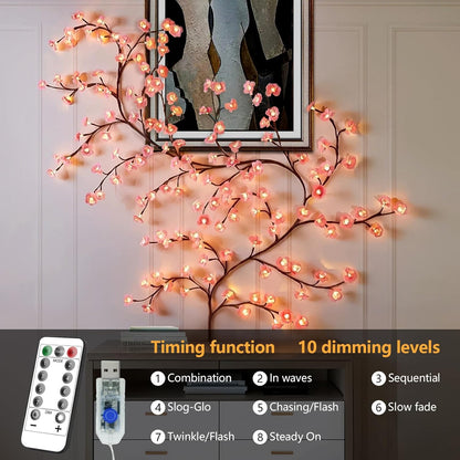 Cherry Blossom Tree Branch Lights for Wall | Enchanted Willow Vine LED Light | Decorative Fairy Lights for Home, Bedroom & Events