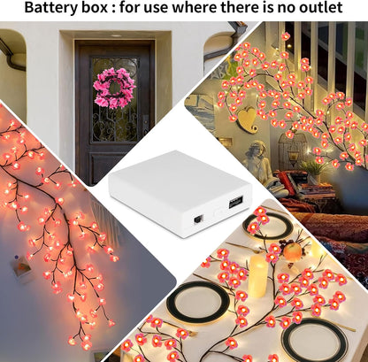 Cherry Blossom Tree Branch Lights for Wall | Enchanted Willow Vine LED Light | Decorative Fairy Lights for Home, Bedroom & Events