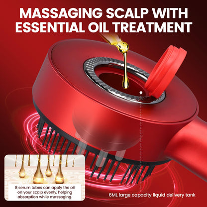3-in-1 Electric Scalp Massaging Brush – Cordless Hair Massager with Red Light Therapy & Oil Applicator (IPX7 Waterproof)