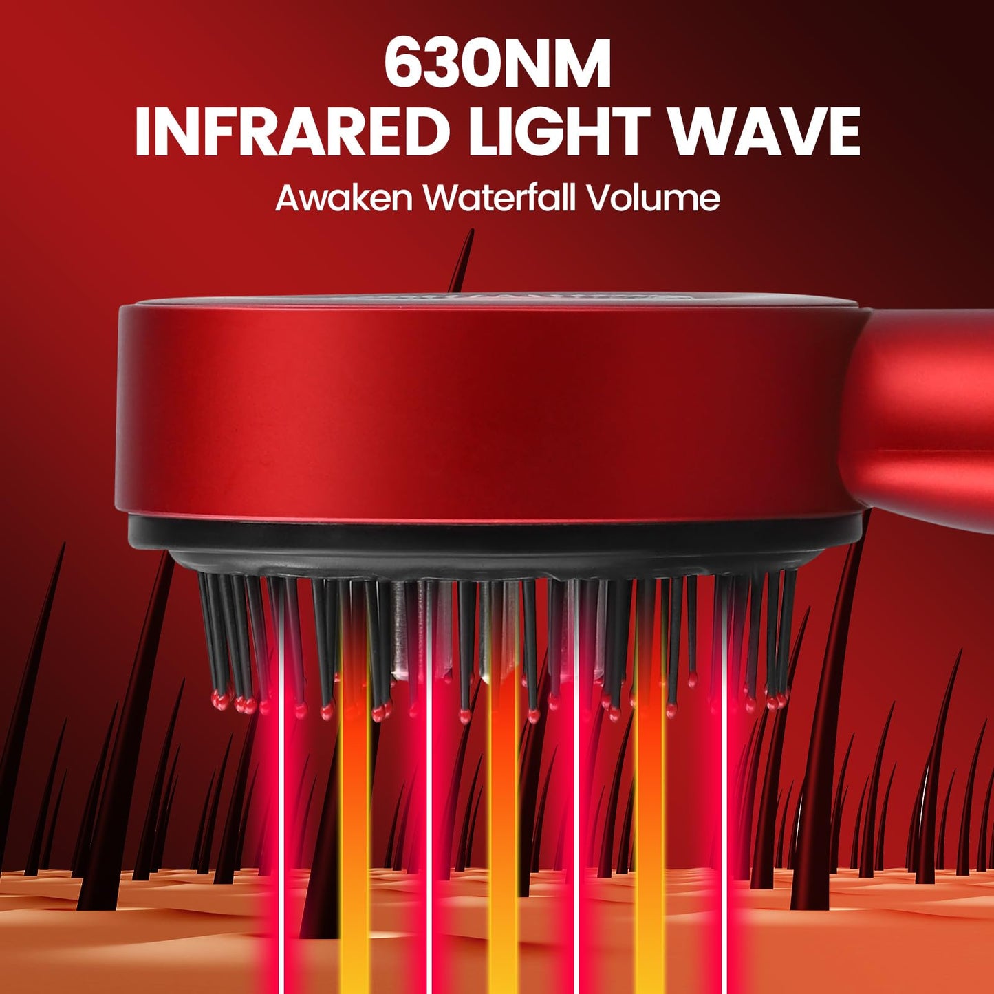 3-in-1 Electric Scalp Massaging Brush – Cordless Hair Massager with Red Light Therapy & Oil Applicator (IPX7 Waterproof)