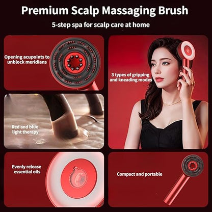 3-in-1 Electric Scalp Massaging Brush – Cordless Hair Massager with Red Light Therapy & Oil Applicator (IPX7 Waterproof)
