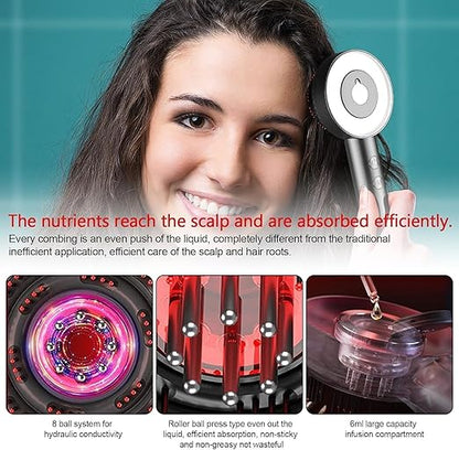 3-in-1 Electric Scalp Massaging Brush – Cordless Hair Massager with Red Light Therapy & Oil Applicator (IPX7 Waterproof)