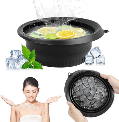 Face Bowl for Ice with Built-in Icetray, Portable Foldable Silicone Ice Facial Bowl, for Home Ice Bath Facial Plunge Bowl