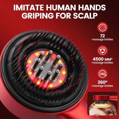 3-in-1 Electric Scalp Massaging Brush – Cordless Hair Massager with Red Light Therapy & Oil Applicator (IPX7 Waterproof)