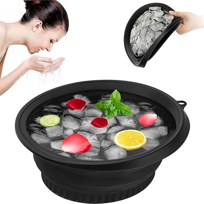 Face Bowl for Ice with Built-in Icetray, Portable Foldable Silicone Ice Facial Bowl, for Home Ice Bath Facial Plunge Bowl
