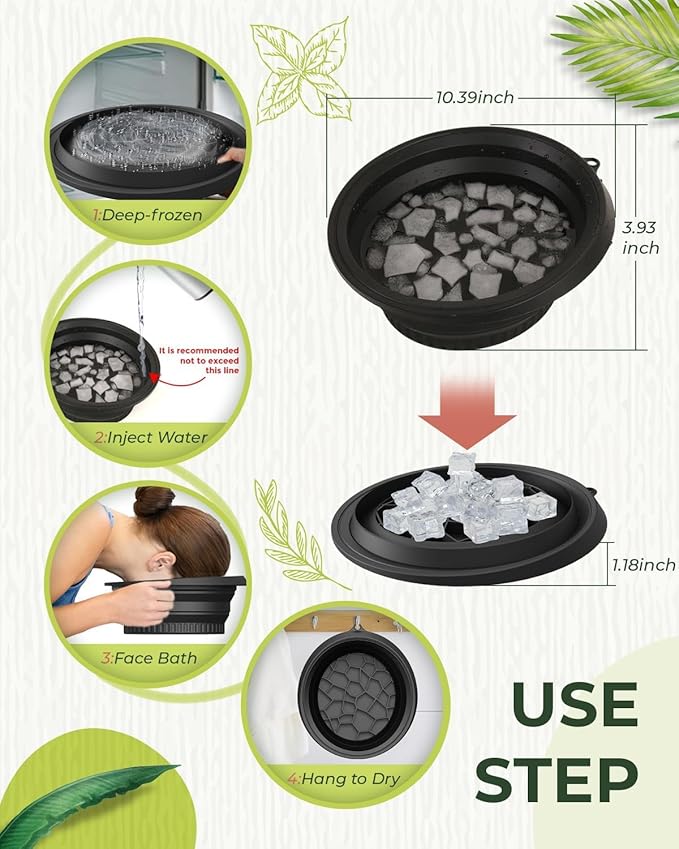 Face Bowl for Ice with Built-in Icetray, Portable Foldable Silicone Ice Facial Bowl, for Home Ice Bath Facial Plunge Bowl