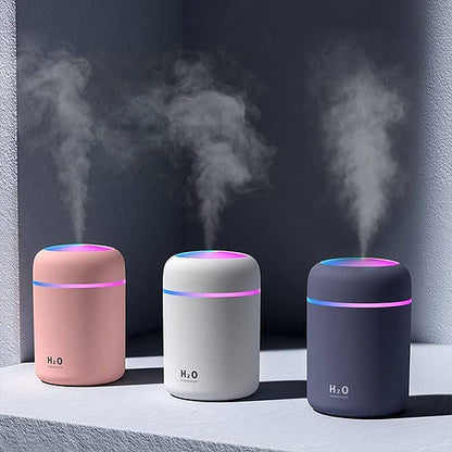 H2O Ultrasonic Cool Mist Humidifier & Aroma Diffuser with 7-Color LED Light – USB Portable, BPA-Free Design