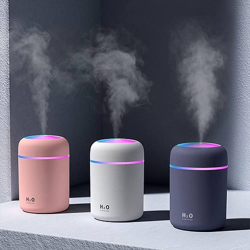 H2O Ultrasonic Cool Mist Humidifier & Aroma Diffuser with 7-Color LED Light – USB Portable, BPA-Free Design