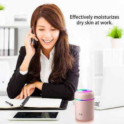H2O Ultrasonic Cool Mist Humidifier & Aroma Diffuser with 7-Color LED Light – USB Portable, BPA-Free Design