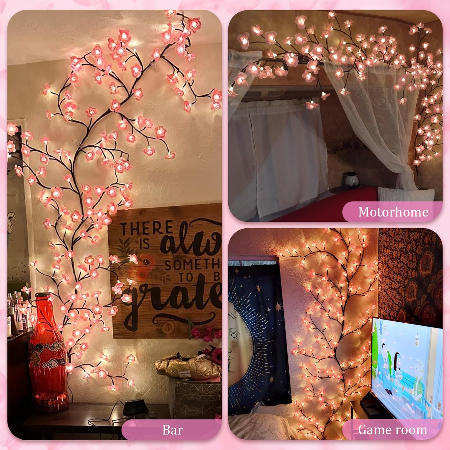 Cherry Blossom Tree Branch Lights for Wall | Enchanted Willow Vine LED Light | Decorative Fairy Lights for Home, Bedroom & Events
