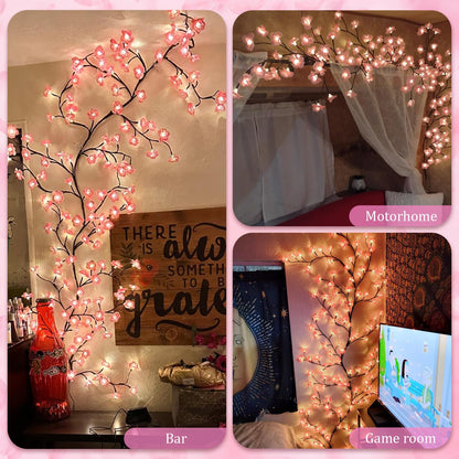 Cherry Blossom Tree Branch Lights for Wall | Enchanted Willow Vine LED Light | Decorative Fairy Lights for Home, Bedroom & Events