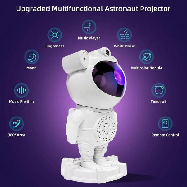 Astronaut Galaxy Projector with Remote Control - 360° Adjustable Timer Kids Astronaut Nebula Night Light