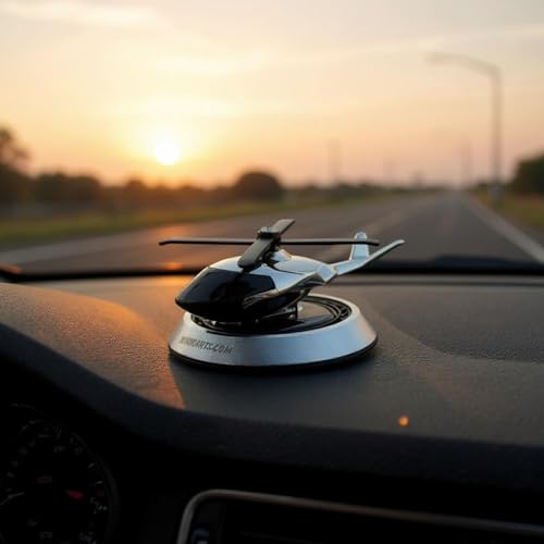 Solar Helicopter Car Perfume Diffuser – Automatic Rotating Dashboard Air Freshener
