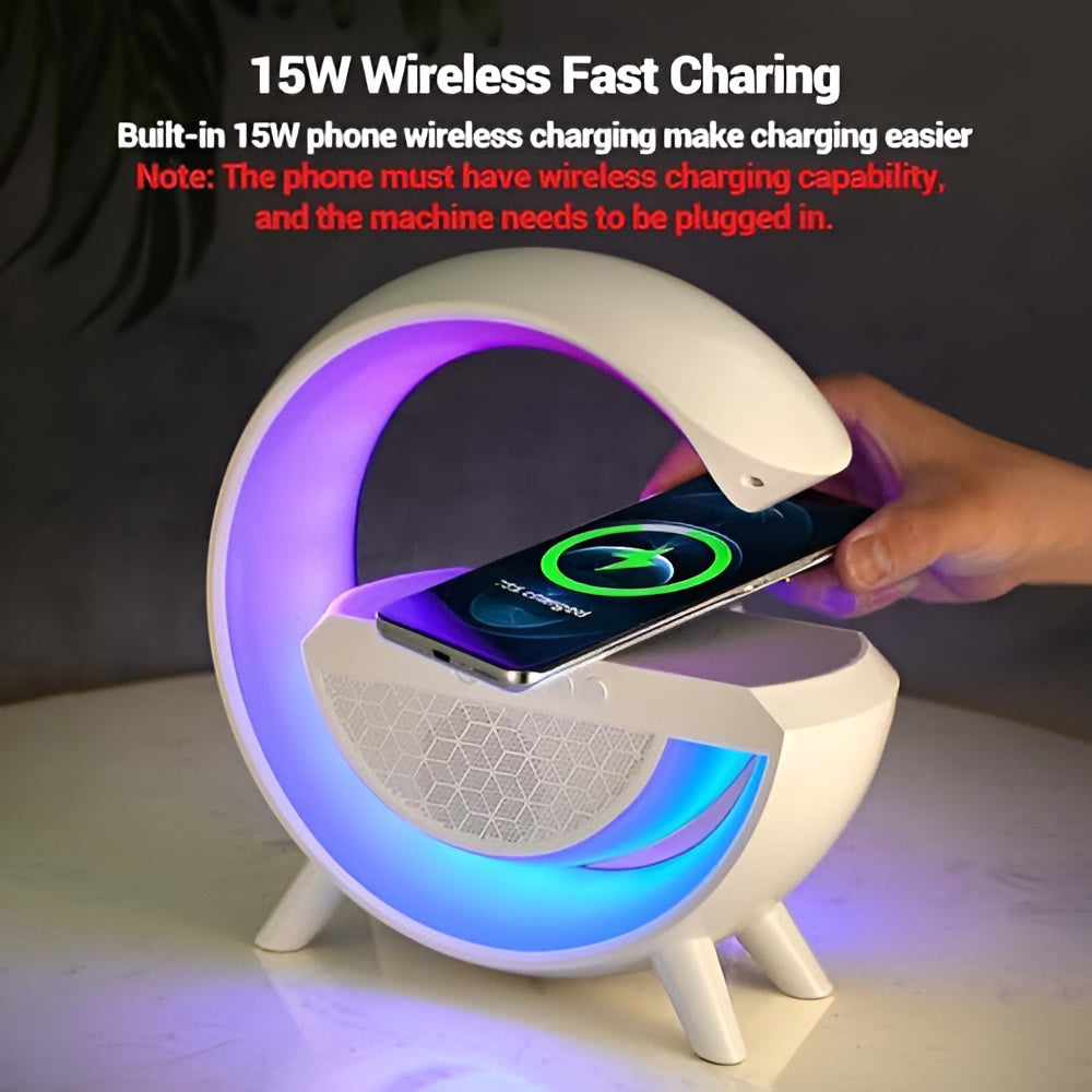 G-Shape LED Wireless Charging Speaker Lamp 4 in 1 Lamp with Bluetooth Speaker