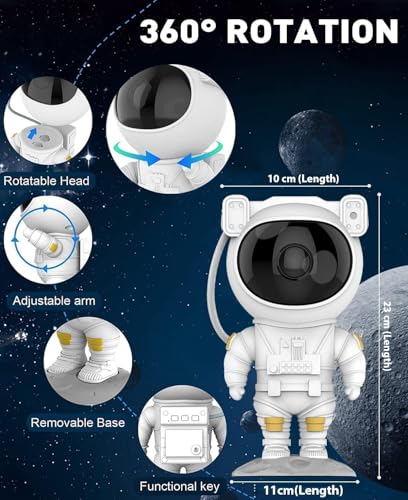 Astronaut Galaxy Projector with Remote Control - 360° Adjustable Timer Kids Astronaut Nebula Night Light