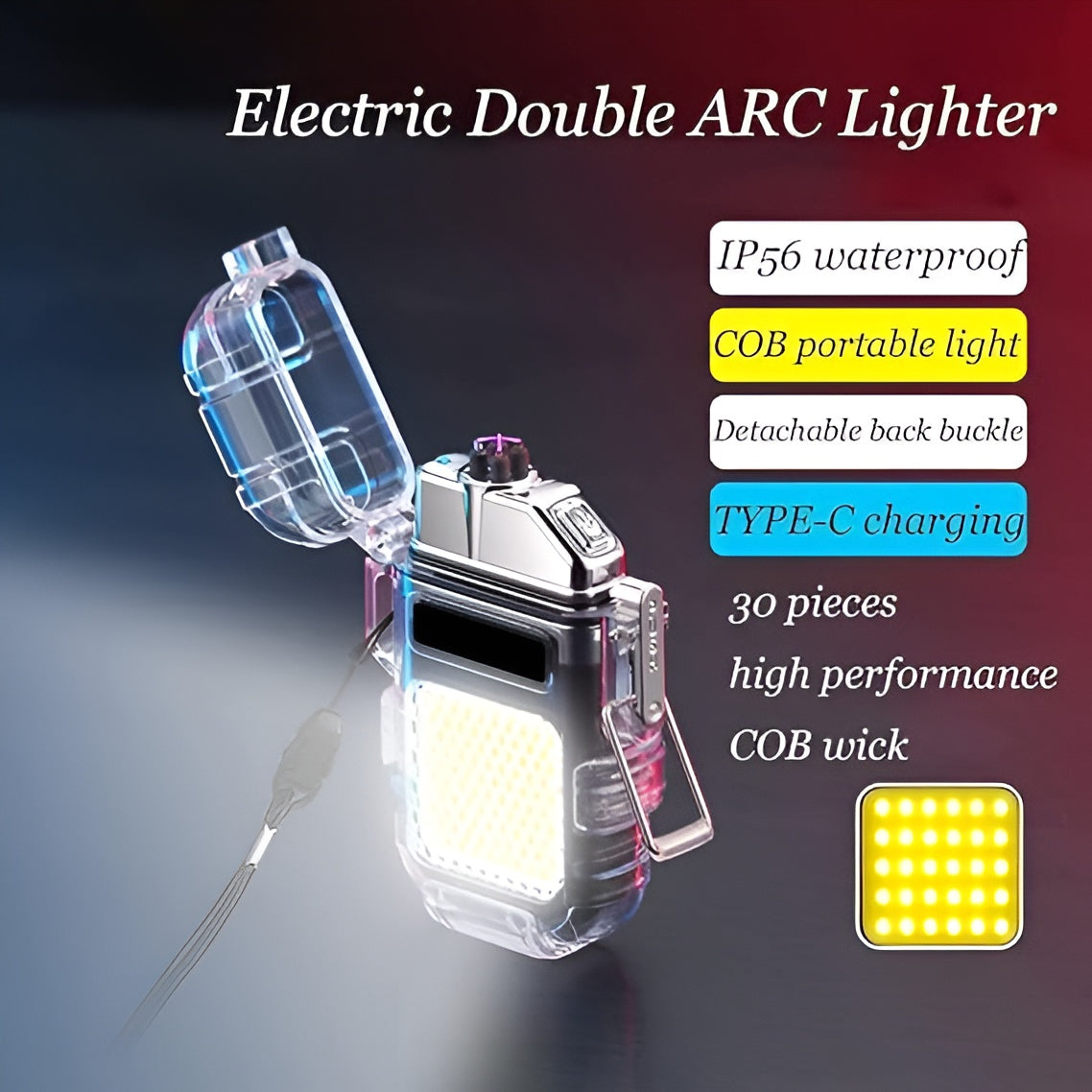 Rechargeable Electric Windproof ELighter. Dual Arc Plasma Lighters - Outdoor Camping Lighter