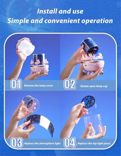 Rabbit Night Light Projector. 360° Rotatable LED for Kids Room Decor,