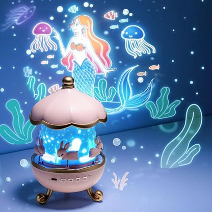 Rabbit Night Light Projector. 360° Rotatable LED for Kids Room Decor,