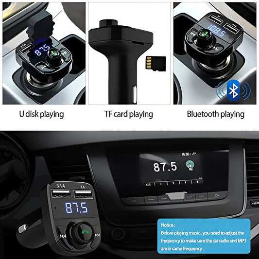 Car Charger with Bluetooth FM Transmitter – X8 Wireless Car Bluetooth Adapter