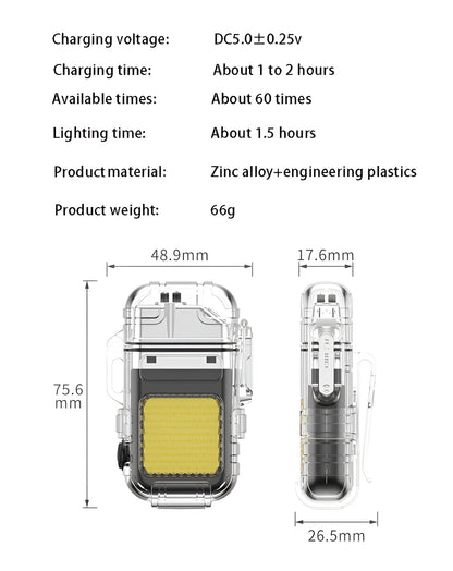 Rechargeable Electric Windproof ELighter. Dual Arc Plasma Lighters - Outdoor Camping Lighter