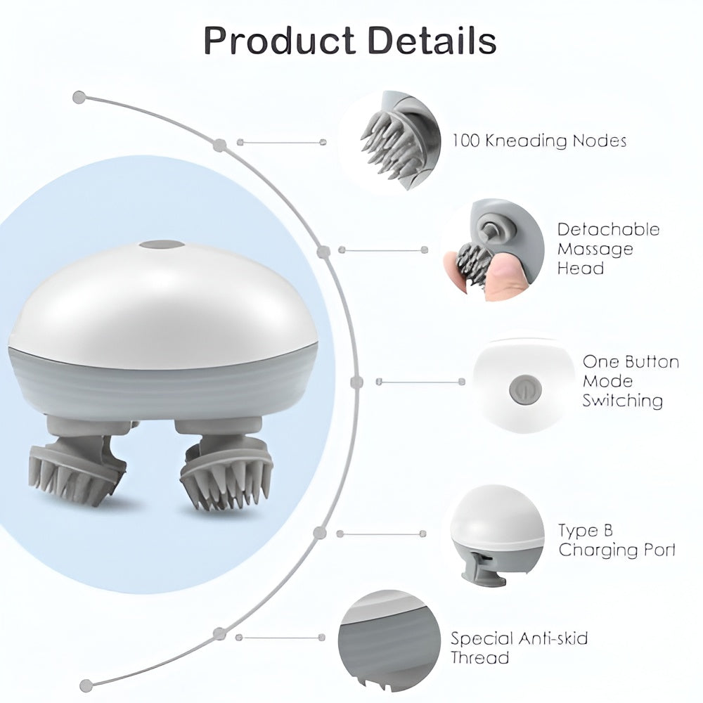 Revive Scalp Massager | 96 Silicon Kneading Points with Detachable Heads