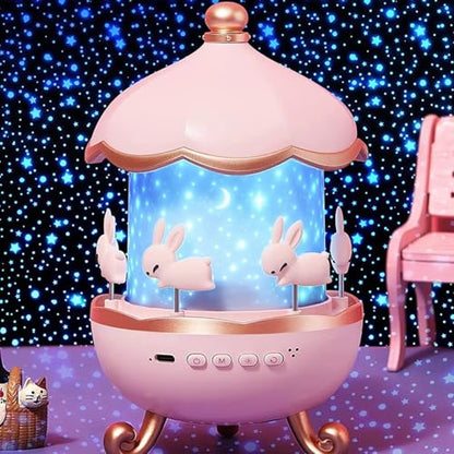 Rabbit Night Light Projector. 360° Rotatable LED for Kids Room Decor,