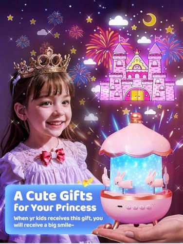 Rabbit Night Light Projector. 360° Rotatable LED for Kids Room Decor,