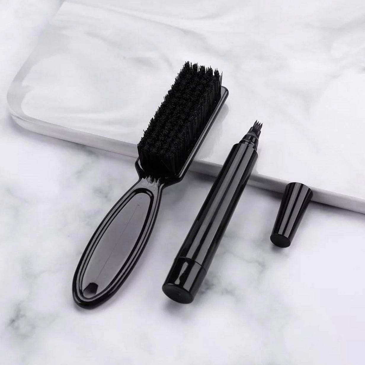 Beard Pencil Filler with Brush – Waterproof, Sweatproof Long-Lasting Beard, Moustache & Eyebrow Filler Pen for Men (Black)