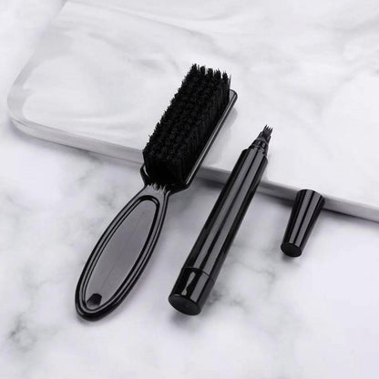 Beard Pencil Filler with Brush – Waterproof, Sweatproof Long-Lasting Beard, Moustache & Eyebrow Filler Pen for Men (Black)