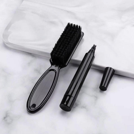 Beard Pencil Filler with Brush – Waterproof, Sweatproof Long-Lasting Beard, Moustache & Eyebrow Filler Pen for Men (Black)
