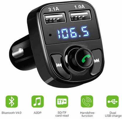 Car Charger with Bluetooth FM Transmitter – X8 Wireless Car Bluetooth Adapter