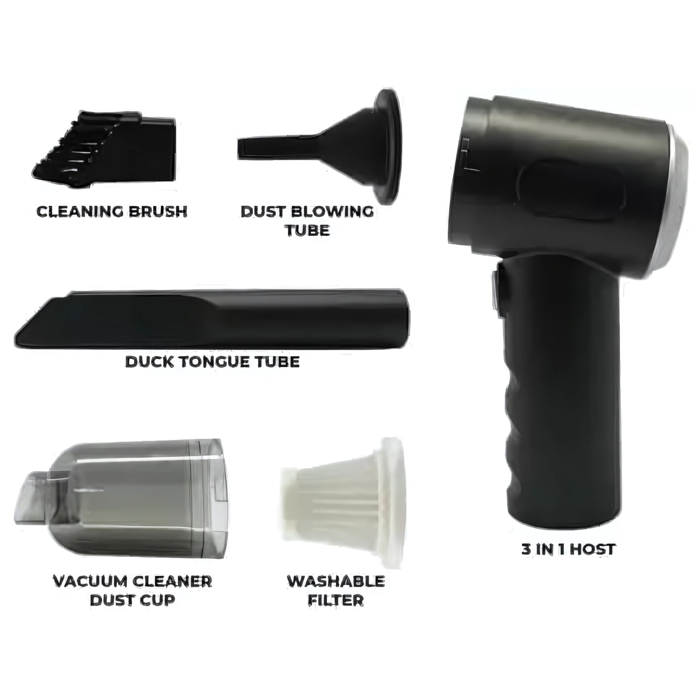 3-in-1 Portable Car Vacuum Cleaner with Blower | Wireless USB Rechargeable Handheld Cleaner for Car, Home & Travel