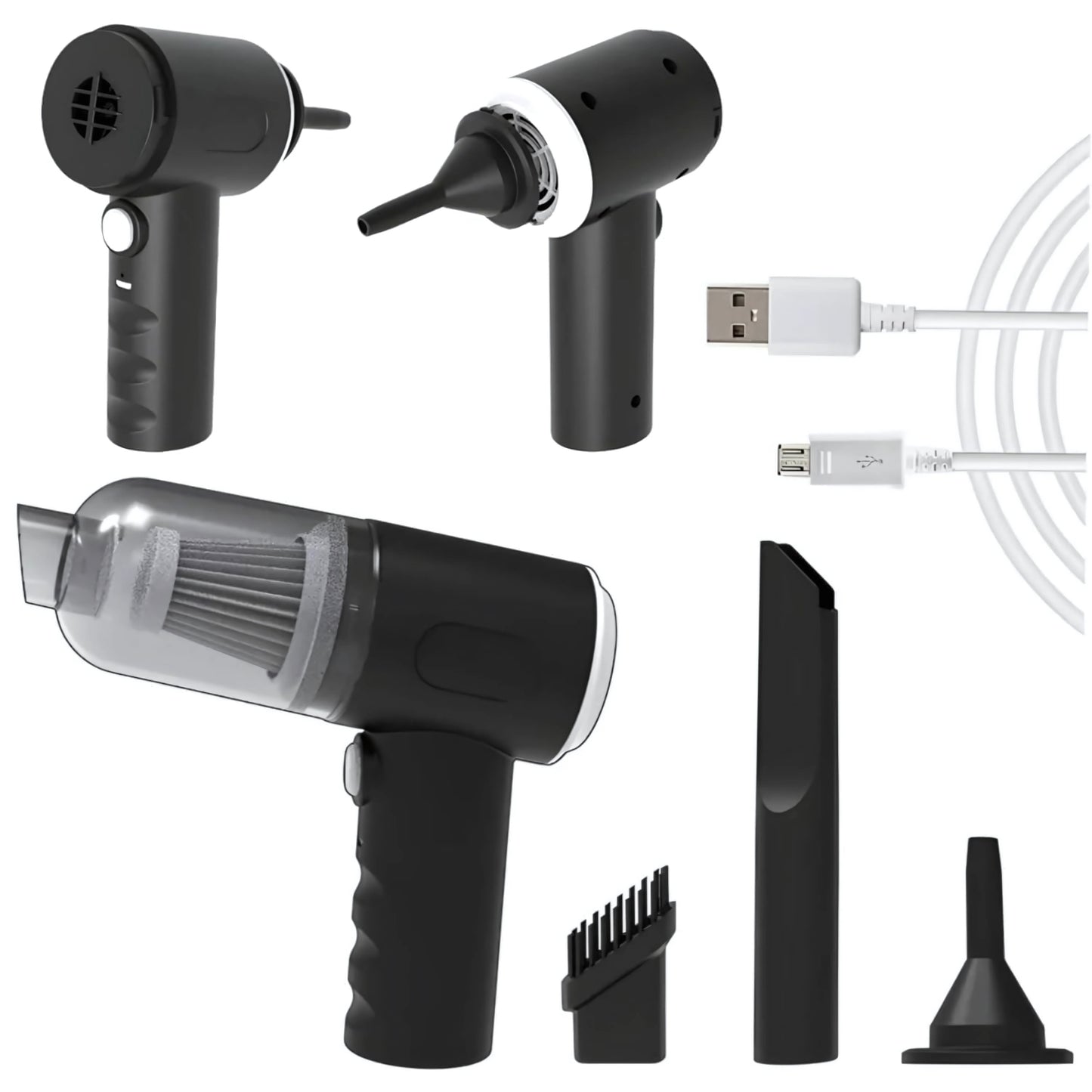 3-in-1 Portable Car Vacuum Cleaner with Blower | Wireless USB Rechargeable Handheld Cleaner for Car, Home & Travel