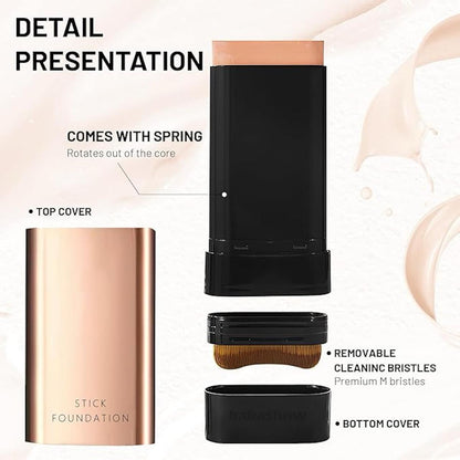 2 In 1 Makeup Foundation Stick - Makeup Stick With Buil In Brush - Face Makeup Contour Stick