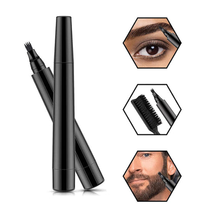 Beard Pencil Filler with Brush – Waterproof, Sweatproof Long-Lasting Beard, Moustache & Eyebrow Filler Pen for Men (Black)