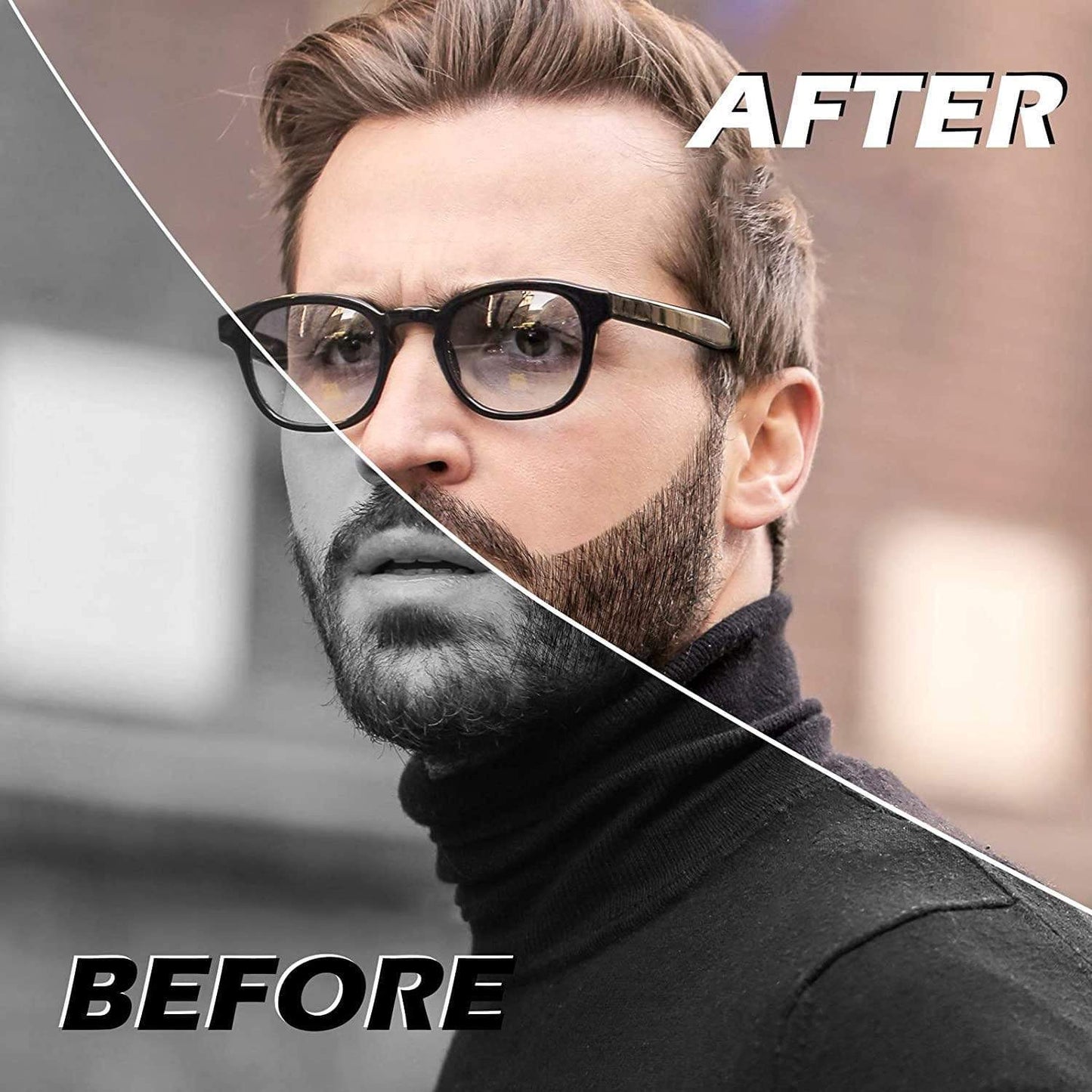 Beard Pencil Filler with Brush – Waterproof, Sweatproof Long-Lasting Beard, Moustache & Eyebrow Filler Pen for Men (Black)