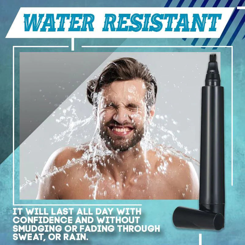 Beard Pencil Filler with Brush – Waterproof, Sweatproof Long-Lasting Beard, Moustache & Eyebrow Filler Pen for Men (Black)