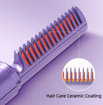 Rechargeable Mini Hair Straightener Comb – Portable Hot Ceramic Brush